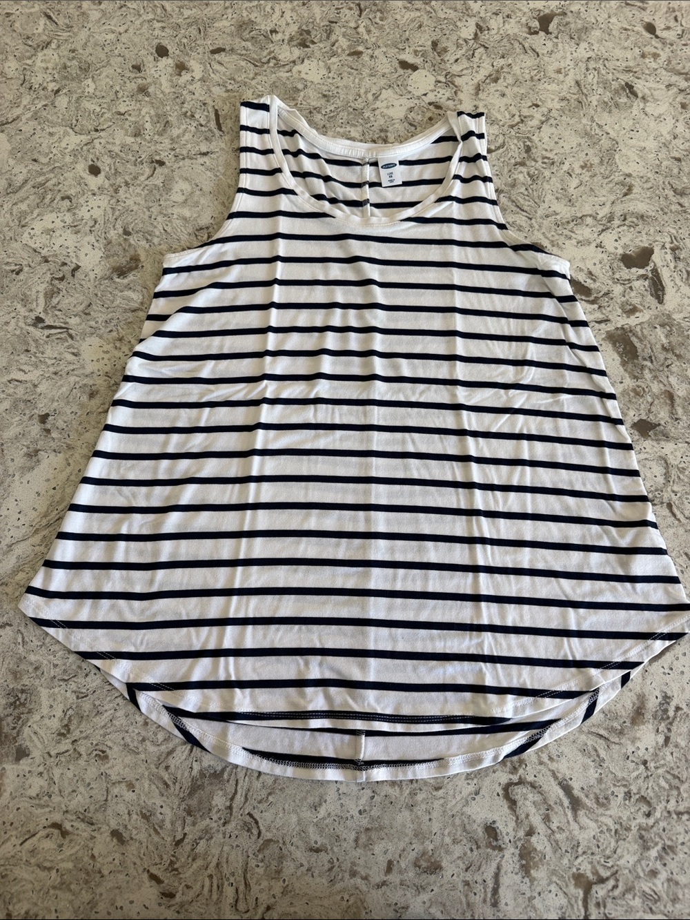 Old Navy LUXE Casual Striped Tank Top - White with Navy Stripes